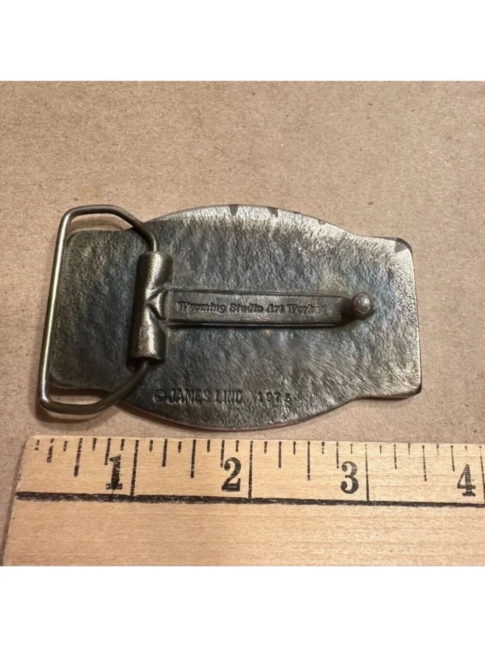Vintage Burlington Northern Railroad Belt Buckle James Lind 1975 Wyoming Studio